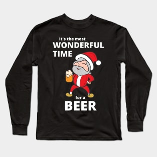 It's the most wonderful time for a beer Funny Christmas Santa Long Sleeve T-Shirt